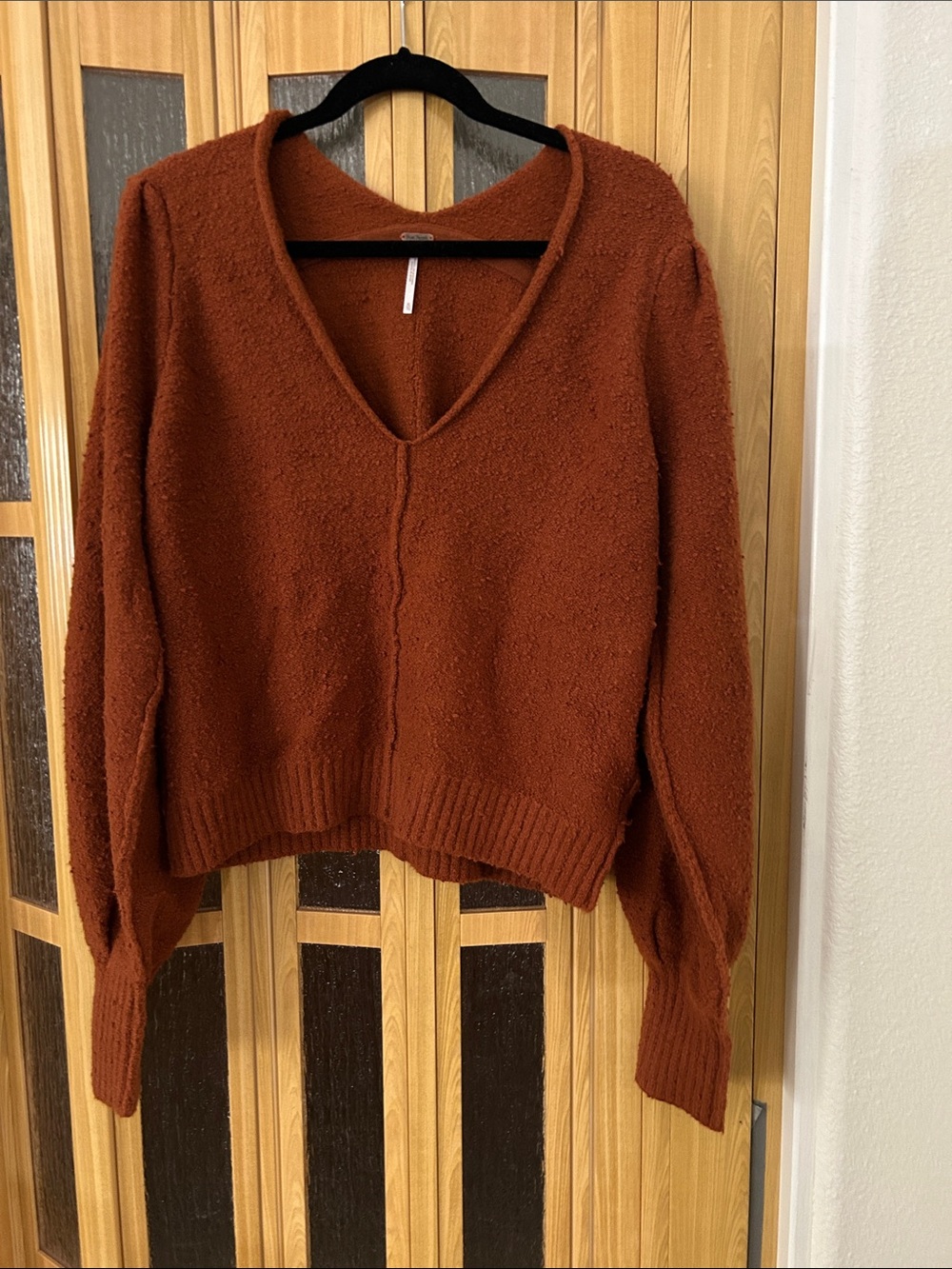 We The Free Women's V-Neck Sweater in Rust Brown